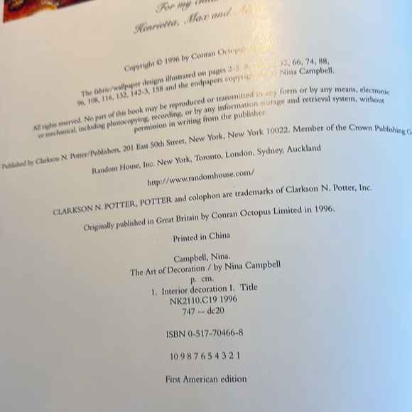 'The Art of Decoration' Book by Nina Campbell, Hardback with book jacket - Picture 3 of 8